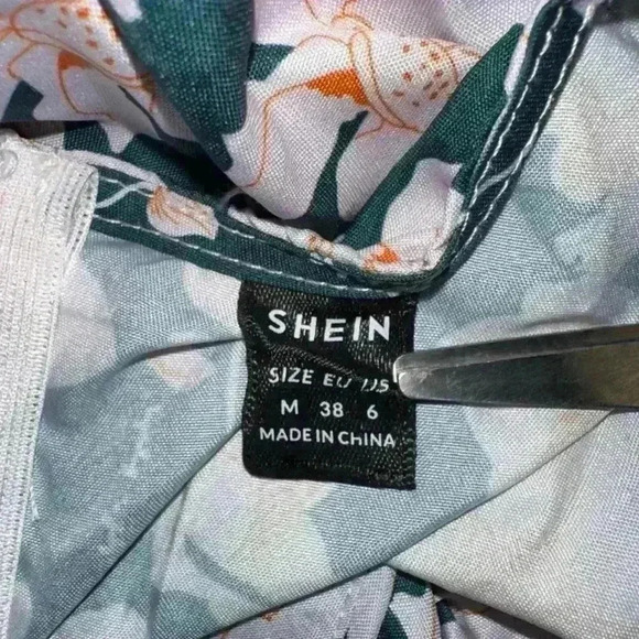 Women SHEIN Green Floral Mini Dress Size M - Picture 10 of 10